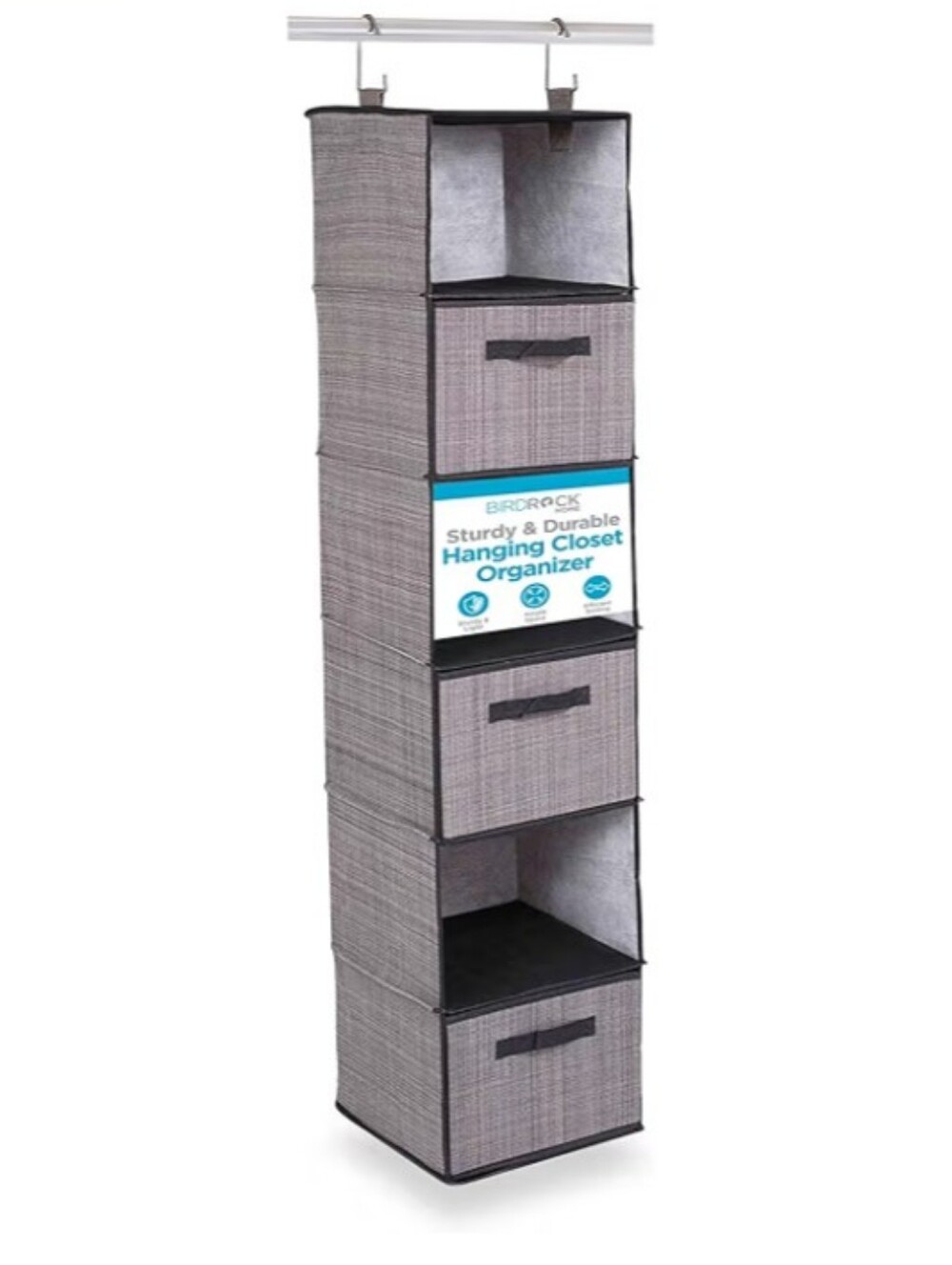 Closet organizer black and gray with 6 shelves (drawers not included) 12"x12"x59